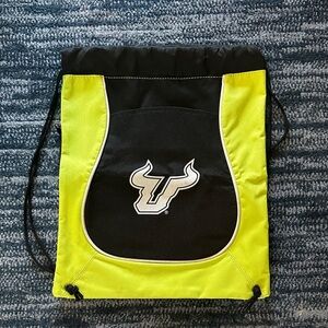 University of South Florida USF Bulls Black & Yellow Drawstring Nylon Backpack